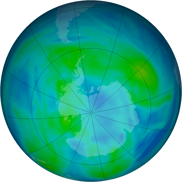 Antarctic ozone map for 09 April 2006